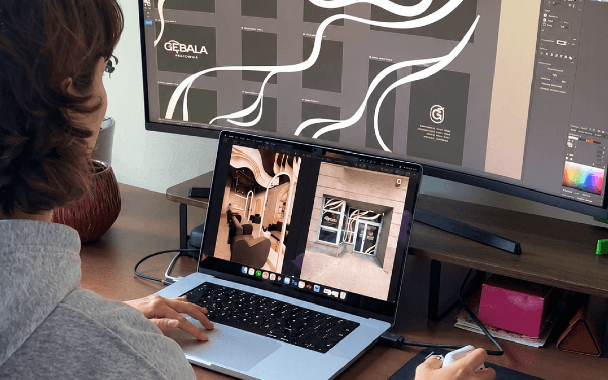 Katarzyna Kadulska designing the visual identity of Pracownia Gębala