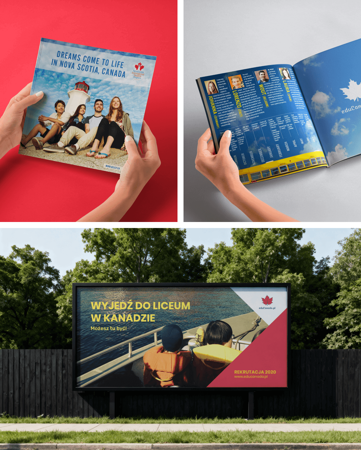 Materiały drukowane EduCanada.pl – broszura informacyjna i billboard rekrutacyjny
