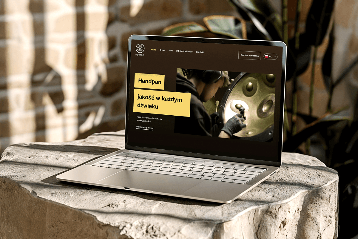 Mayza Handpan – die Website der Handpan-Marke, die die Instrumente als Premium-Produkt präsentiert