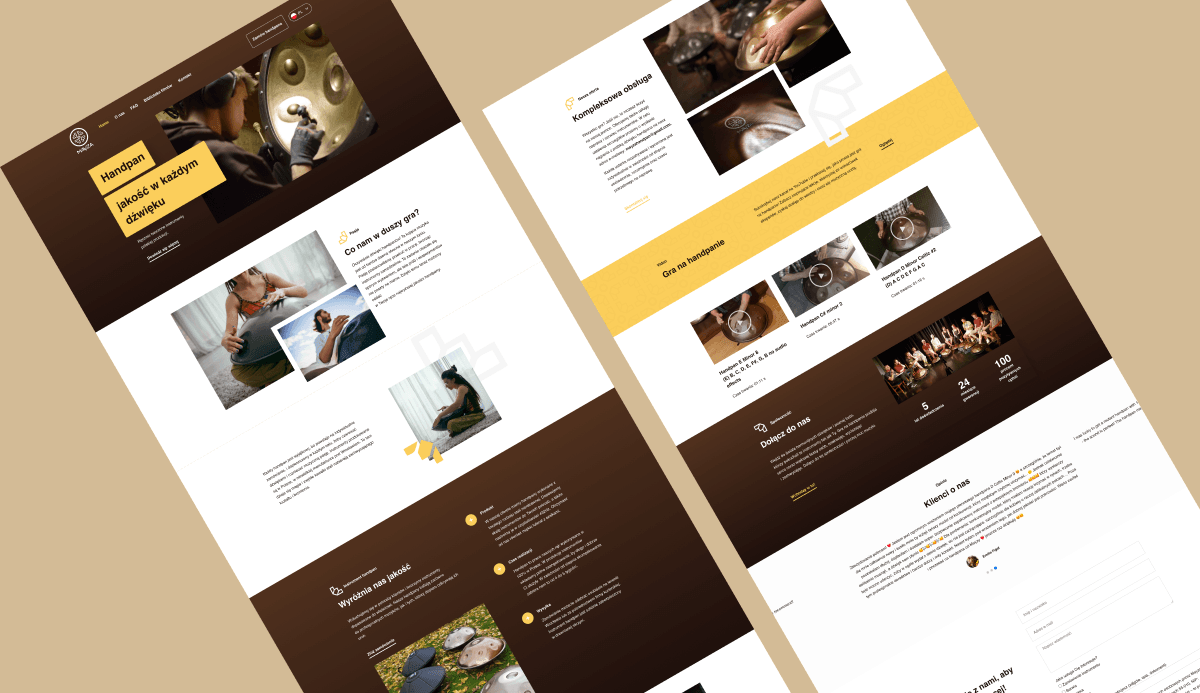 Mayza Handpan – das vollständige Layout der zweisprachigen Verkaufswebsite für Handpan-Instrumente