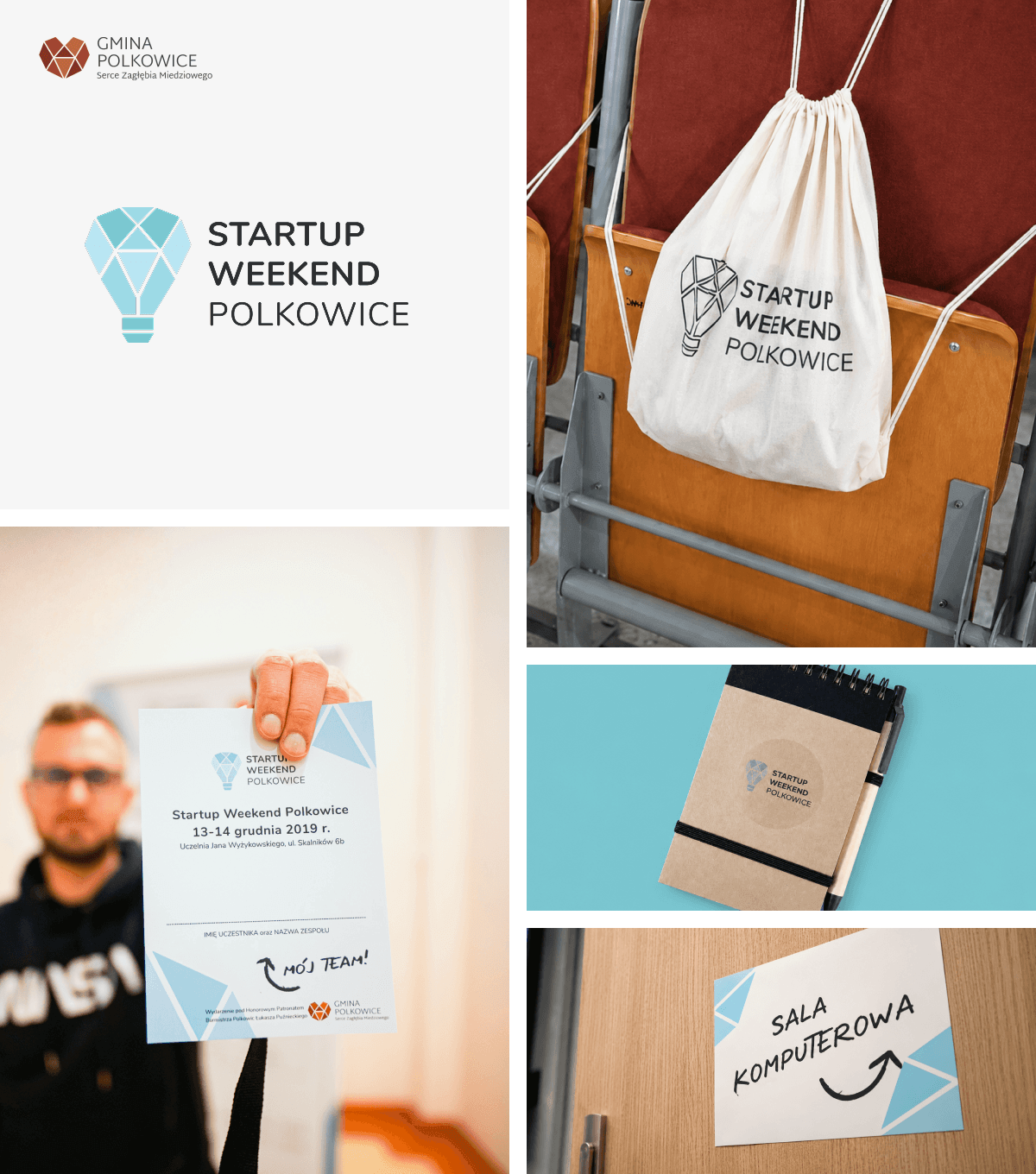 Startup Weekend Polkowice visuelle Identität – Logo inspiriert vom Wappen der Gemeinde