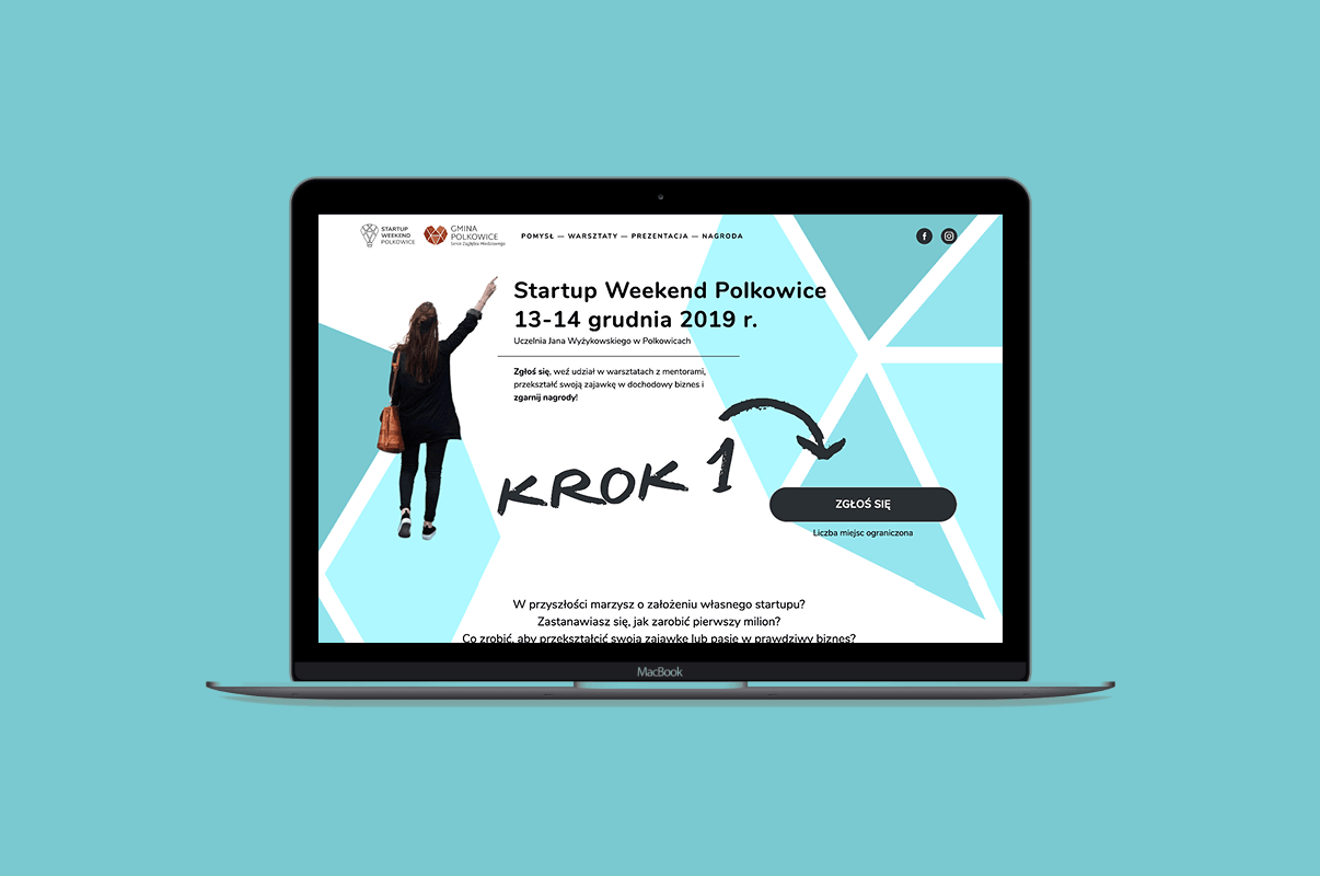Startup Weekend Polkowice Landingpage – Recruiting-Funnel mit Anmeldeformular