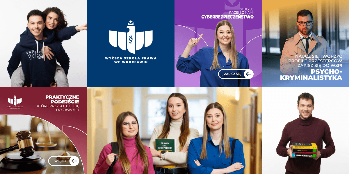 Wyższa Szkoła Prawa – social media ad creatives for the study programmes